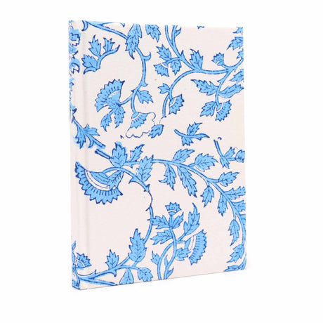 Cotton Notebook 20x15cm - 96 pages - Pale Blue Floral - SHAMTAM.COM