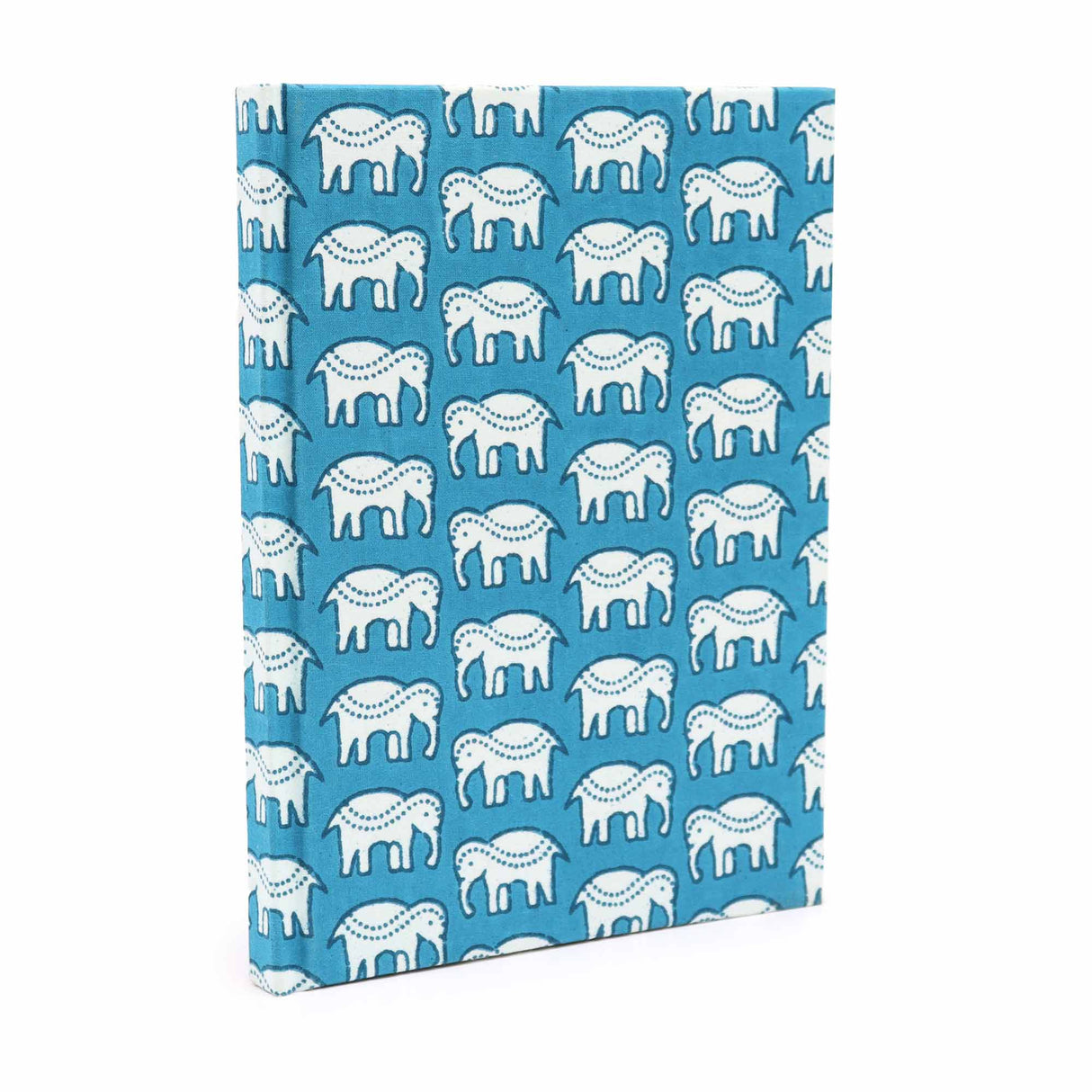 Cotton Notebook 20x15cm - 96 pages - Teal Elephants - SHAMTAM.COM