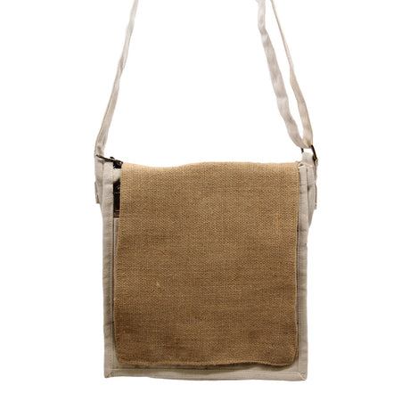 Cotton Canvas Messenger Bag - Natural and Soft Jute - SHAMTAM.COM