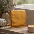 Cotton Canvas Messenger Bag - Yellow — styled in a warm, naturally lit interior