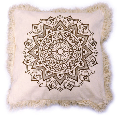 Cotton Cushion Cover, Bronze Lotus Mandala 45x45cm - SHAMTAM.COM