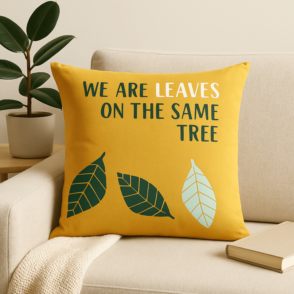 Cotton Cushion Cover We Are Leaves Yellow 45x45cm - SHAMTAM.COM