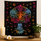 Cotton Double Bedspread and Wall Hanging Bodhi Tree - SHAMTAM.COM