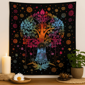 Cotton Double Bedspread and Wall Hanging Bodhi Tree - SHAMTAM.COM