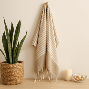 Cotton Pareo Throw - Warm Sand 100x180 cm - SHAMTAM.COM