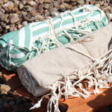 Cotton Pareo Throw - 100x180 cm - Picnic Green - SHAMTAM.COM