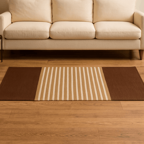 Cotton Runner Rug Dark Brown Beige 70x170cm - SHAMTAM.COM
