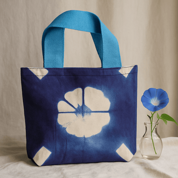 Baumwoll-Tragetasche Tie-Dye Blume Blau 38x42x12cm