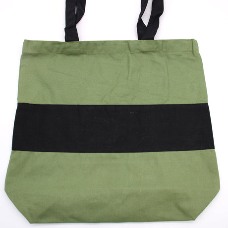Two Tone Cotton Bag - 38x42x12cm - Green & Black - 10oz - SHAMTAM.COM