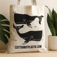 Cotton Tote Bag Whales Natural 38x42cm 6oz - SHAMTAM.COM