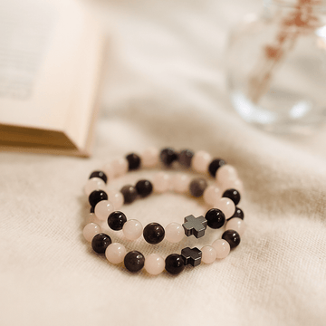 Couple Bracelets Set of 2 Amethyst Rose Quartz