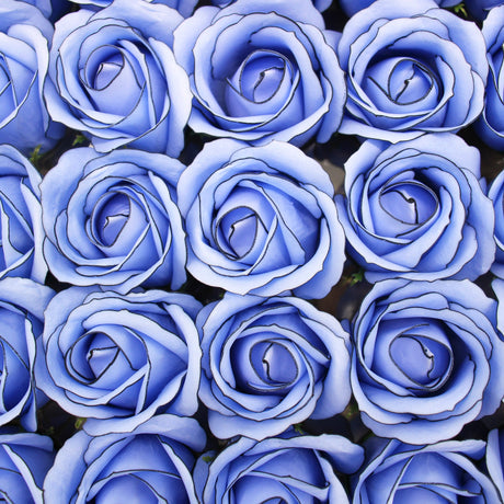 Craft Soap Flowers - Med Rose - Blue With Black Rim - SHAMTAM.COM