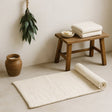 Elegant Cream Handloom Cotton Rug - Medium Size, Minimalist Design for Versatile Interiors - SHAMTAM.COM