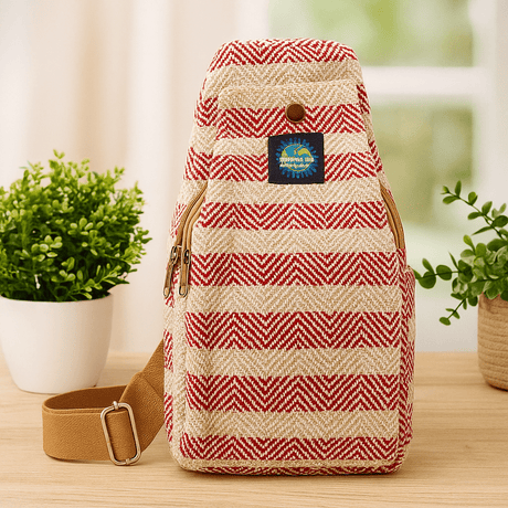 Crossbody Bag Cotton Tan and Pink - SHAMTAM.COM