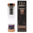 Tea Infuser Bottle - Amethyst Crystal Glass Rose Gold - SHAMTAM.COM