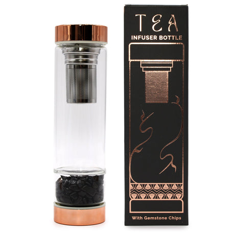 Tea Infuser Bottle - Onyx Crystal Glass Rose Gold - SHAMTAM.COM