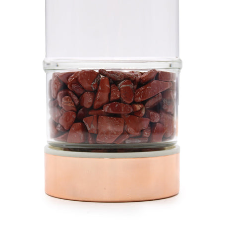 Tea Infuser Bottle - Red Jasper Crystal Glass Rose Gold - SHAMTAM.COM