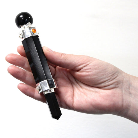 Crystal Healing Wand Hexagonal - 12cm - Black Agate - SHAMTAM.COM