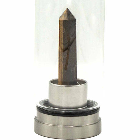 Crystal Infused Glass Water Bottle - Determined Tiger's Eye - Obelisk - SHAMTAM.COM