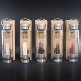 Crystal Infused Glass Water Bottle - Determined Tiger's Eye - Obelisk - SHAMTAM.COM