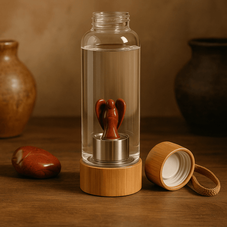 Crystal Water Bottle Red Jasper Angel - SHAMTAM.COM
