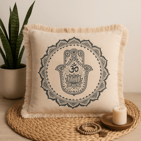 Cushion 60x60cm Green Hamsa Mandala - SHAMTAM.COM