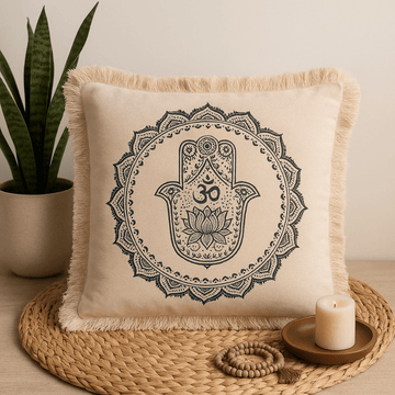 Jastuk 60x60cm zeleni Hamsa mandala