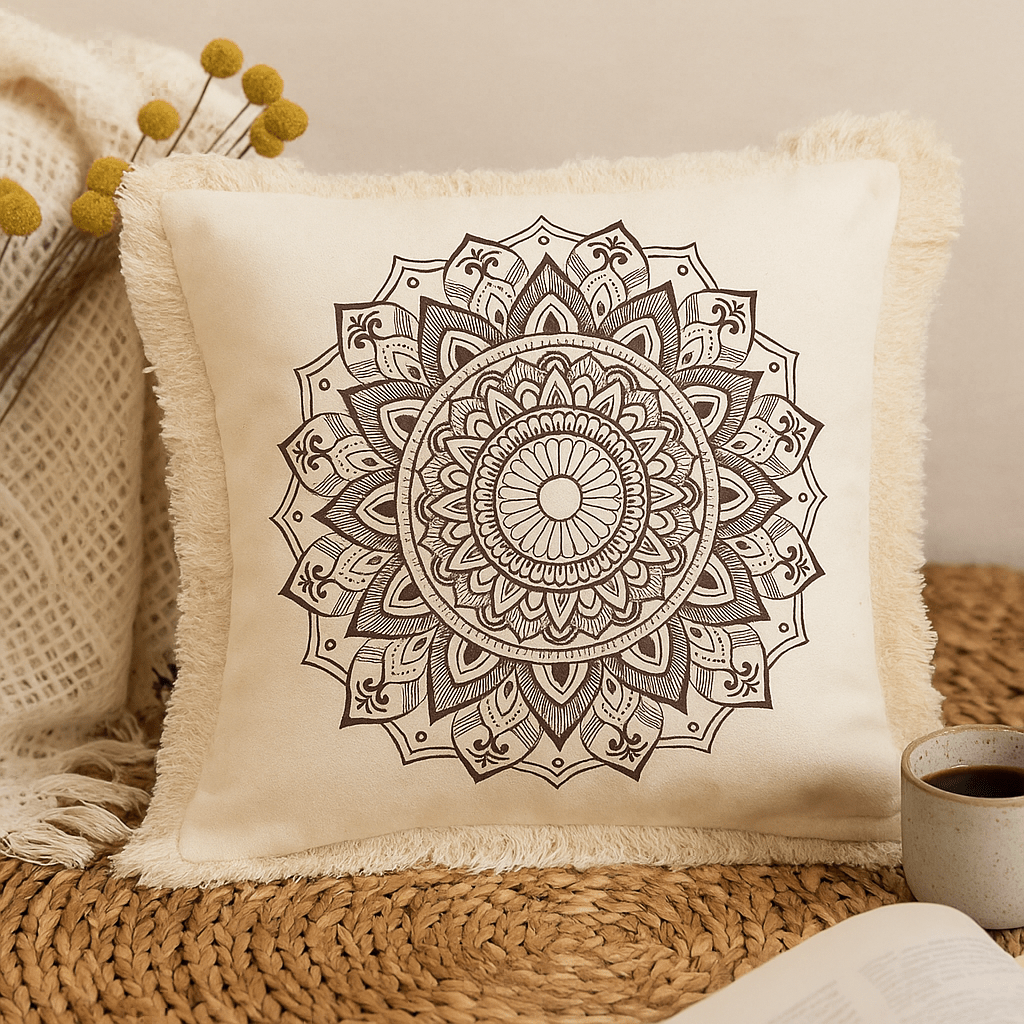 Cushion Cover 60x60cm Bronze Lotus Mandala - SHAMTAM.COM