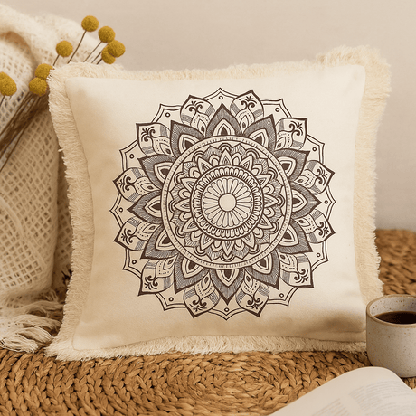 Cushion Cover 60x60cm Bronze Lotus Mandala - SHAMTAM.COM
