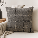 Cushion Cover Cotton Boho Grey Squares 40x40 cm - SHAMTAM.COM