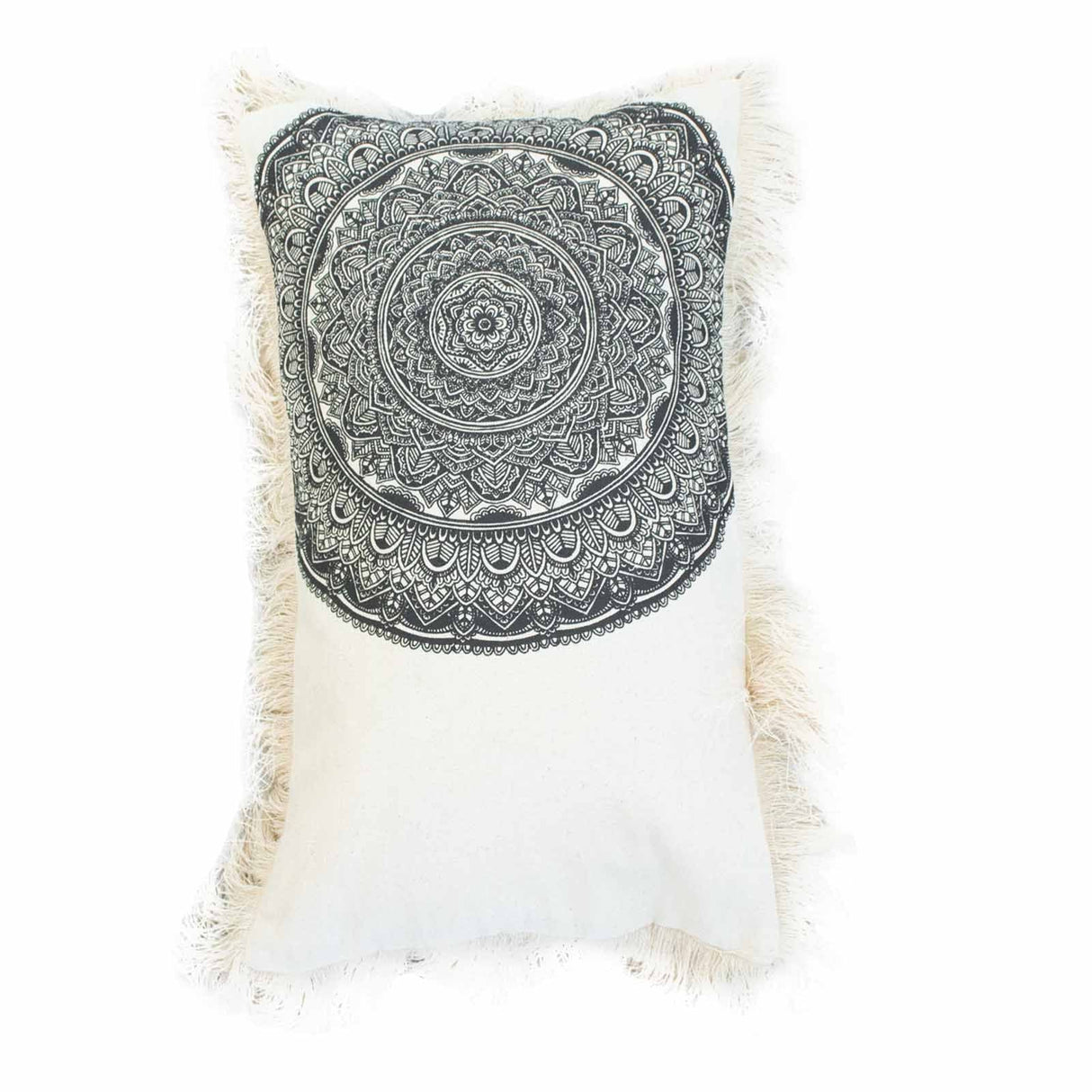 Cushion Cover Cotton Mandala 30x50cm Black - SHAMTAM.COM