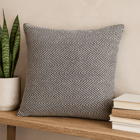 Cushion Cover Grey Herringbone Cotton 40x40 cm - SHAMTAM.COM