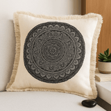 Cushion Cover Mandala 45x45cm Black Cotton - SHAMTAM.COM