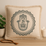 Cushion Hamsa Mandala 45x45cm Green - SHAMTAM.COM