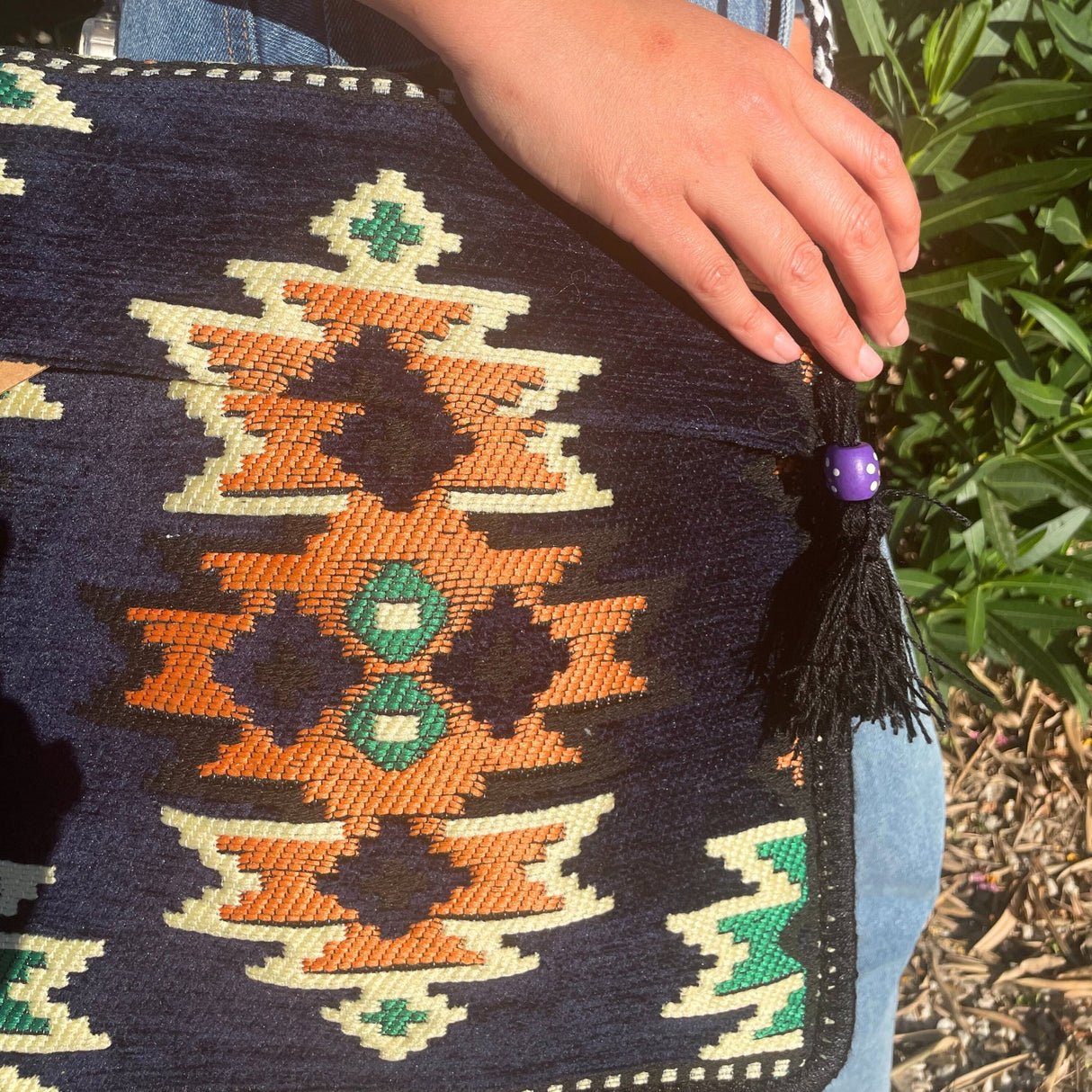 Boho Bag Messenger Dark Navy Kilim - SHAMTAM.COM