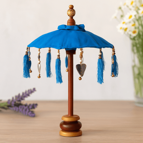 Decorative Parasol Turquoise Cotton 40cm - SHAMTAM.COM