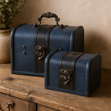Decorative Treasure Chests Teal Set of 2