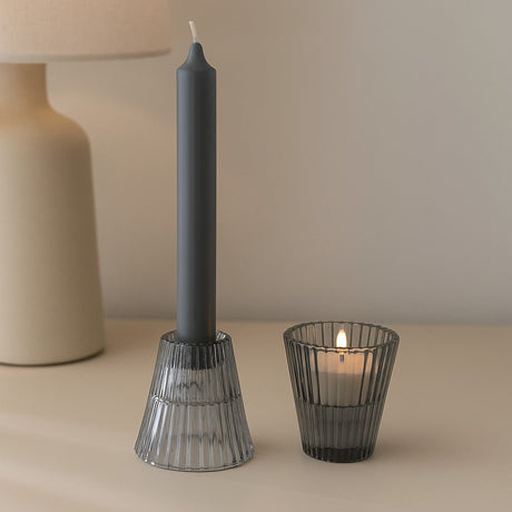 Dinner Candle and Tealight Holder Midnight Grey 2 - Pack - SHAMTAM.COM