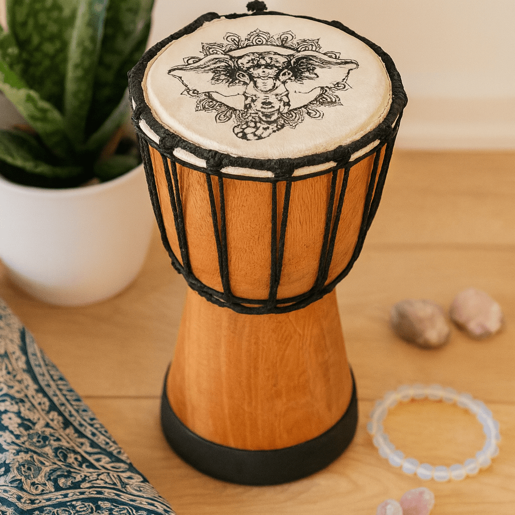 Djembe Drum Elephant Design 20cm - SHAMTAM.COM