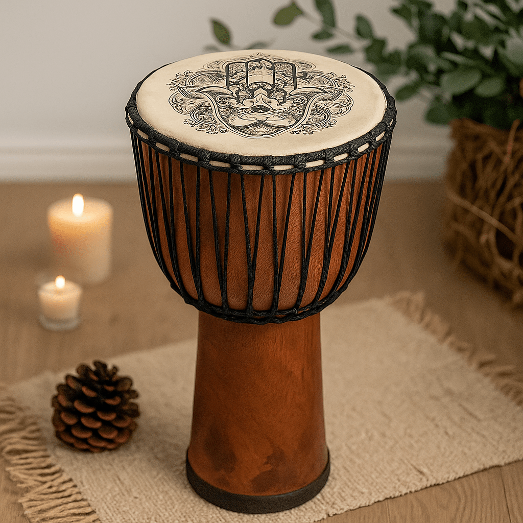 Djembe Drum Hamsa Wide Top 50cm - SHAMTAM.COM
