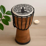 Djembe Drum Wide Top Buddha Design 13cm - SHAMTAM.COM