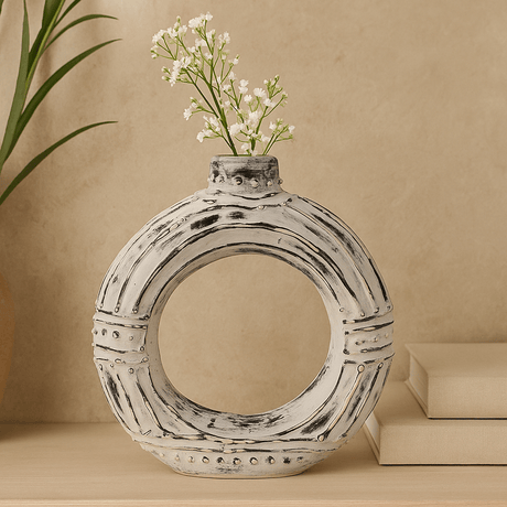 Donut Vase Cream 30cm - SHAMTAM.COM