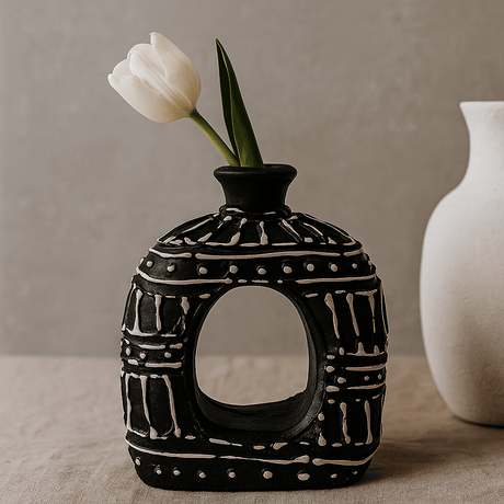 Donut Vase Oval Chocolate 18cm - SHAMTAM.COM