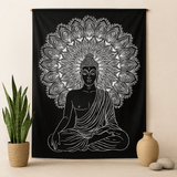 Double Bedspread, Black And White Buddha Wall Hanging - SHAMTAM.COM