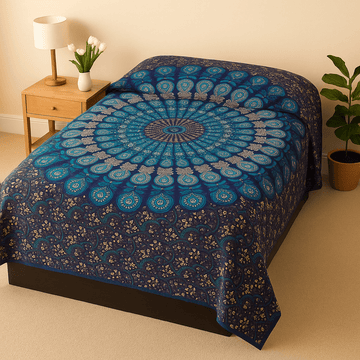 Copriletto e Tappeto da Parete in Cotone Doppio, Mandala