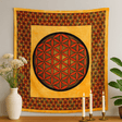 Double Cotton Bedspread Tapestry Flower of Life Orange - SHAMTAM.COM