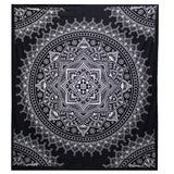 B&W Double Cotton Bedspread + Wall Hanging - Lotus Flower - SHAMTAM.COM