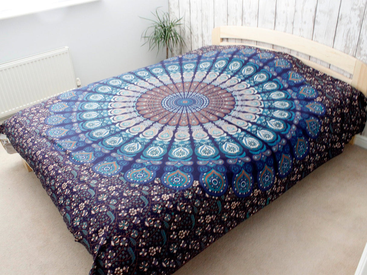 Double Cotton Bedspread + Wall Hanging - Classic Mandala - SHAMTAM.COM