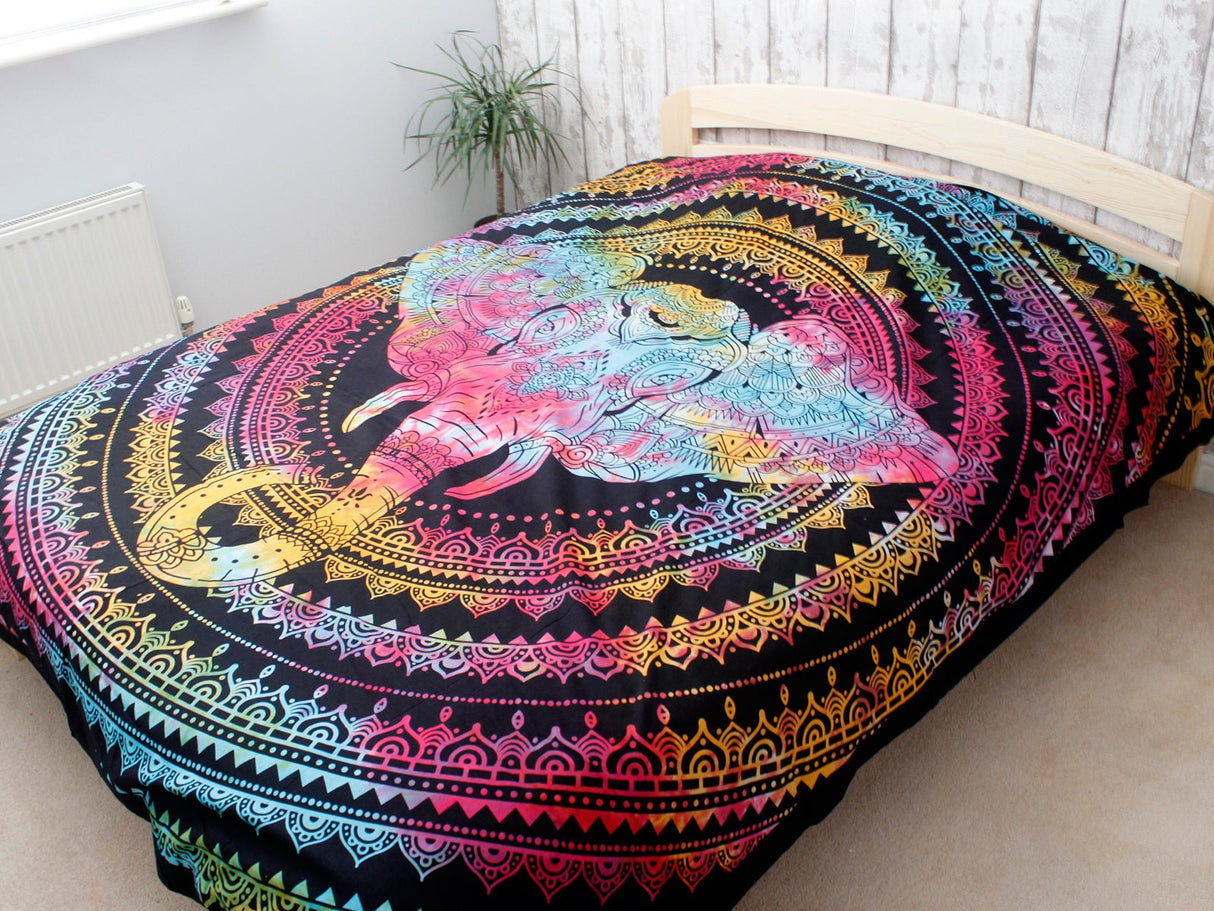 Double Cotton Bedspread + Wall Hanging - Elephant Head - SHAMTAM.COM