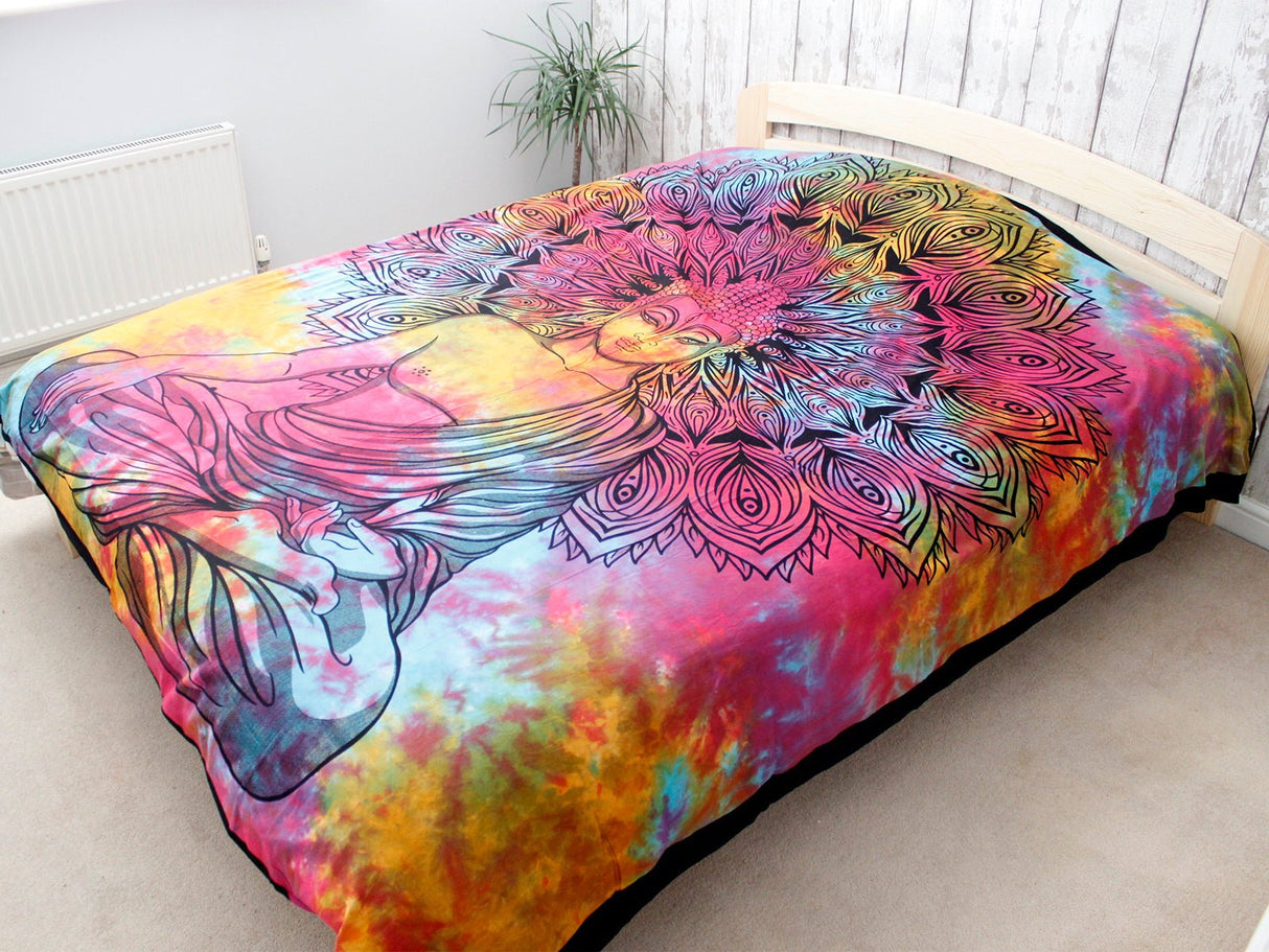 Double Cotton Bedspread + Wall Hanging - Peaceful Buddha - SHAMTAM.COM